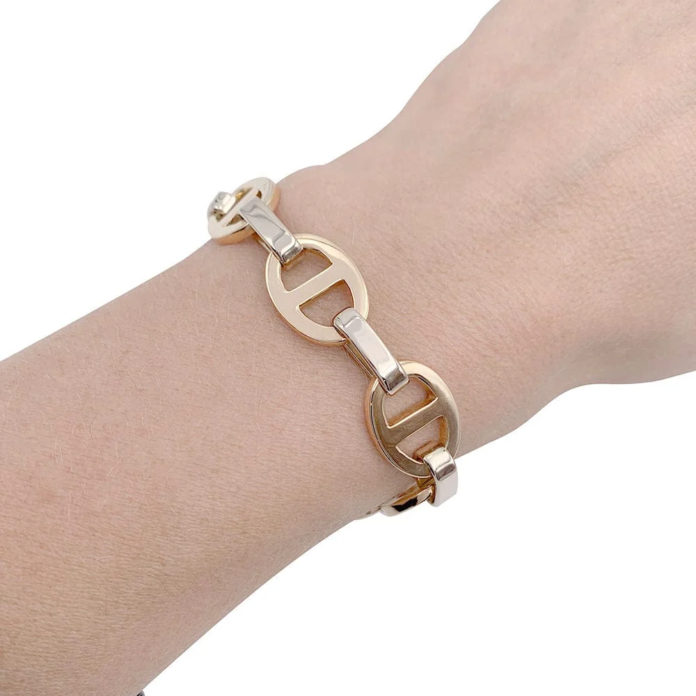 Two gold marine mesh bracelet.