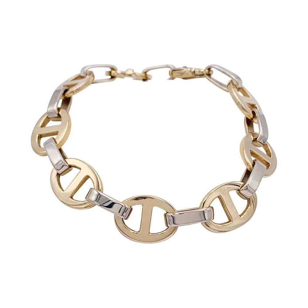 Two gold navy mesh bracelet.