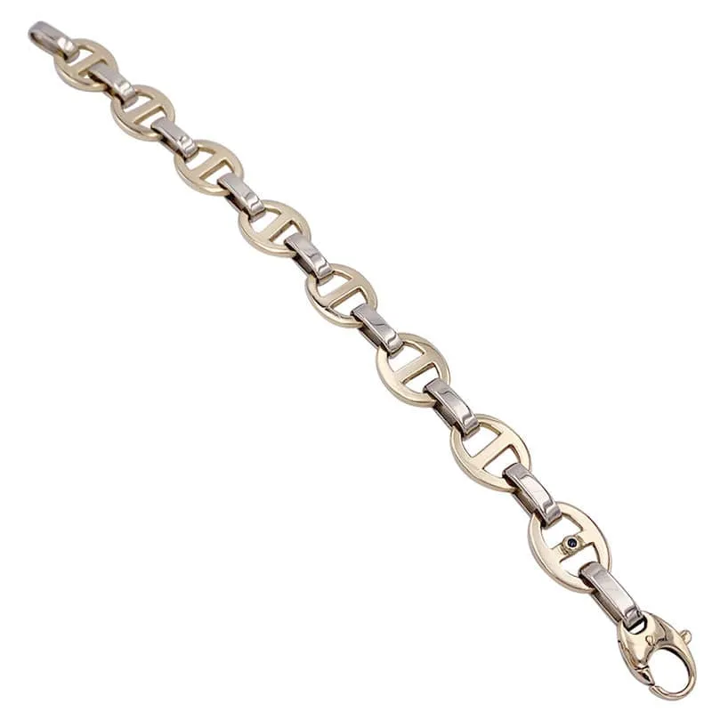 Two gold navy mesh bracelet.