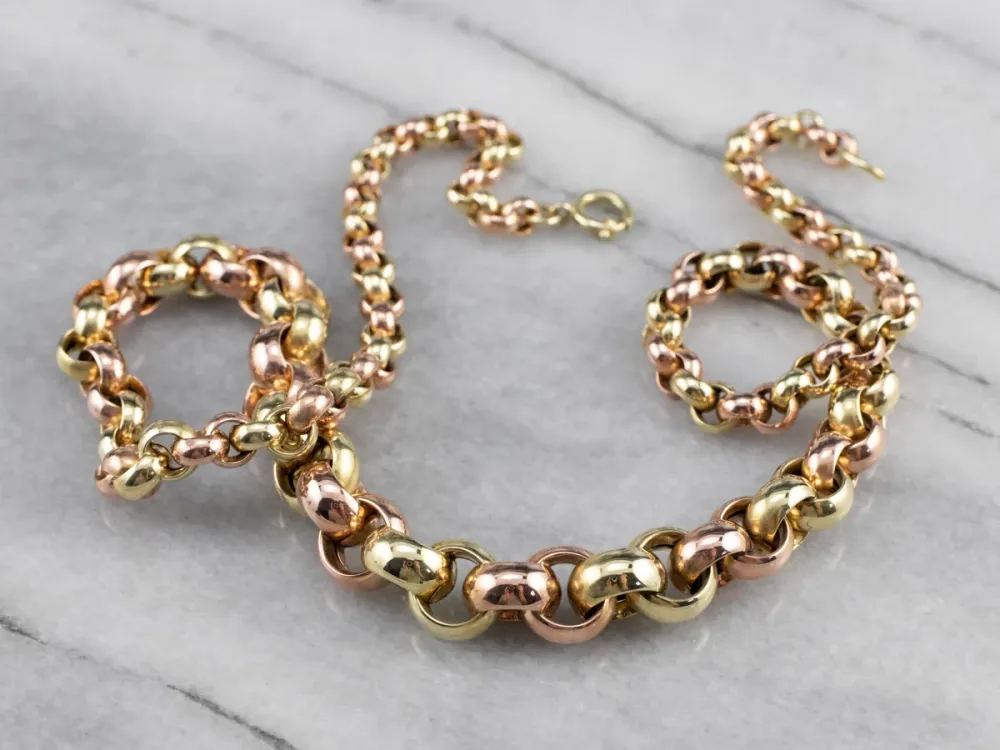 Two Tone Goud Graduated Rolo Chain