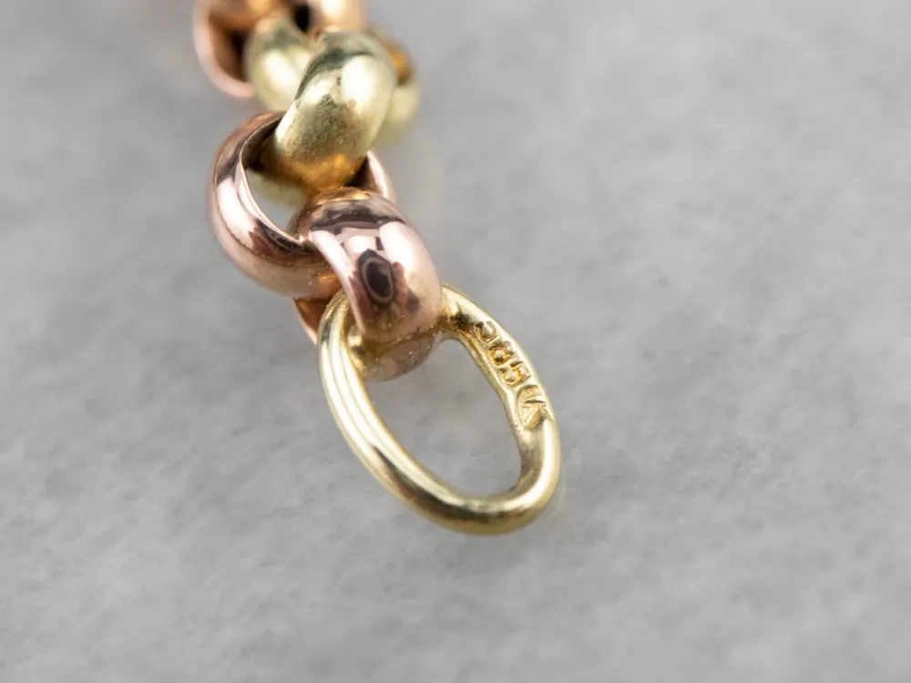 Two Tone Goud Graduated Rolo Chain