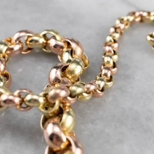 Two Tone Gouden Graduated Rolo Chain