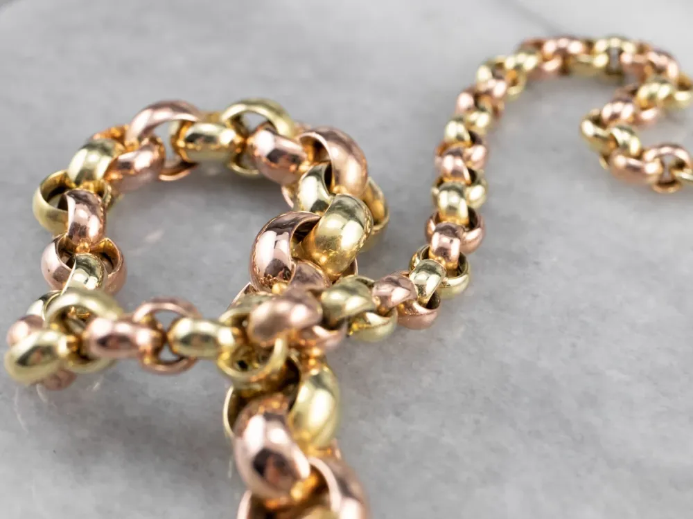 Two Tone Gouden Graduated Rolo Chain