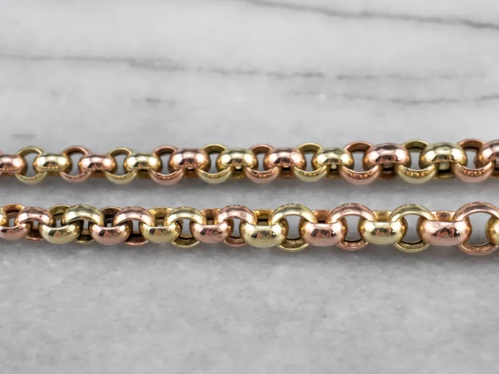Two Tone Gouden Graduated Rolo Chain