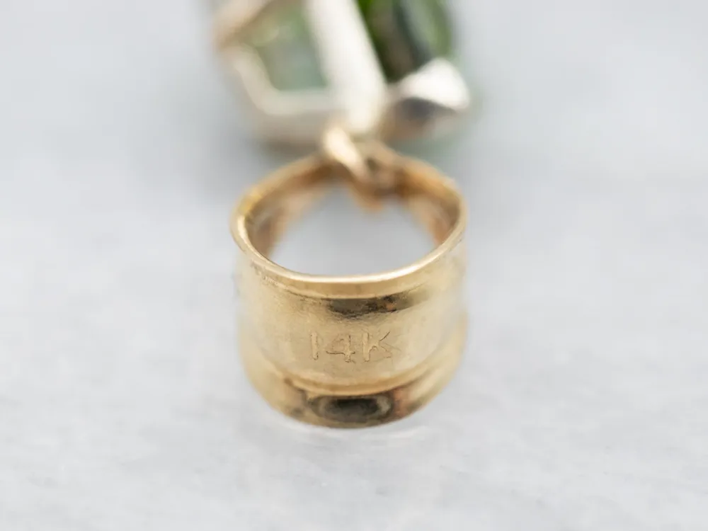 Two Tone Gouden Green Tourmaline Solitaire Pendant