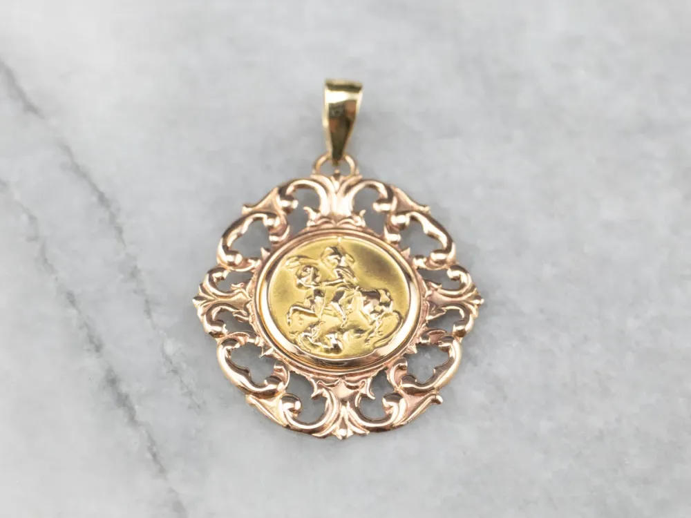 Two Tone Gouden Saint George Medallion