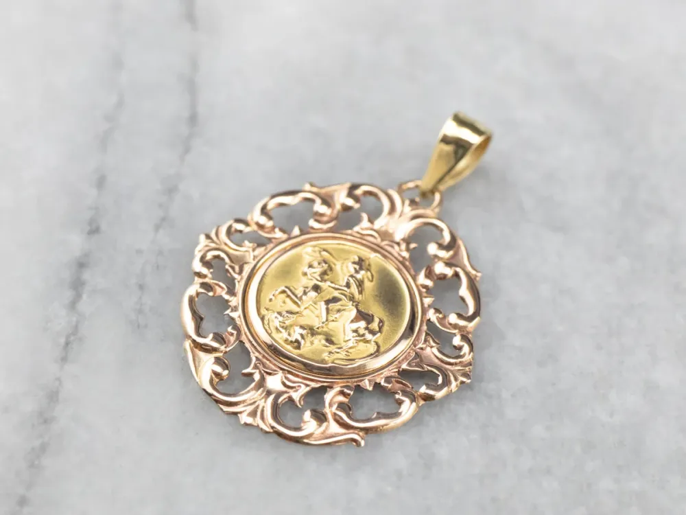 Two Tone Gouden Saint George Medallion