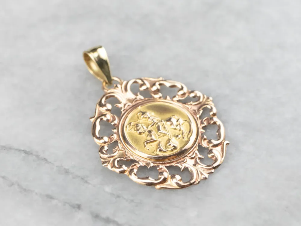 Two Tone Gouden Saint George Medallion