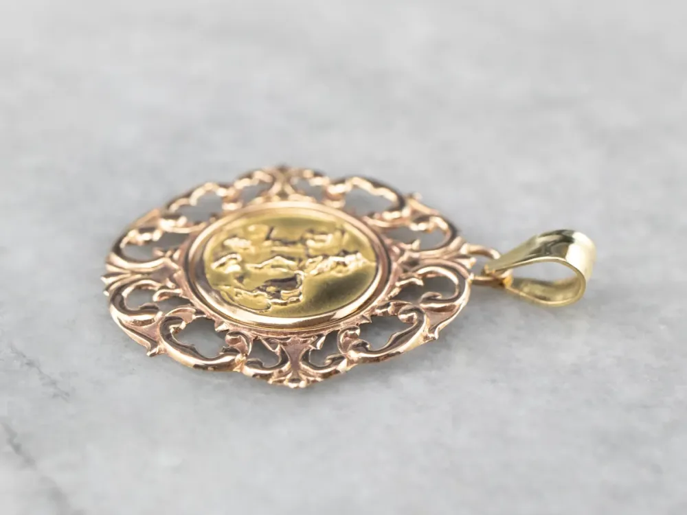 Two Tone Gouden Saint George Medallion