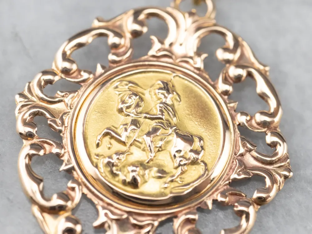 Two Tone Gouden Saint George Medallion