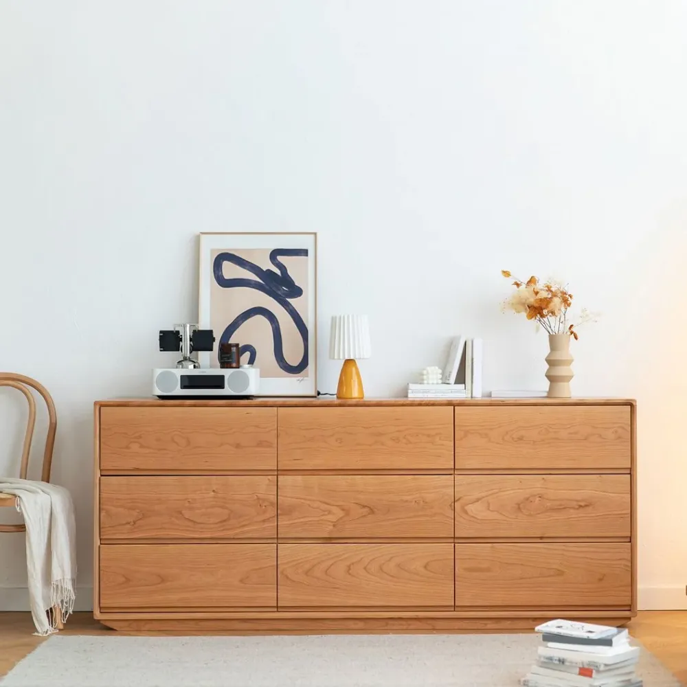 Ultra-Modern Double Dresser Massief Pine Horizontal Storage Chest Dresser Bedroom 63l