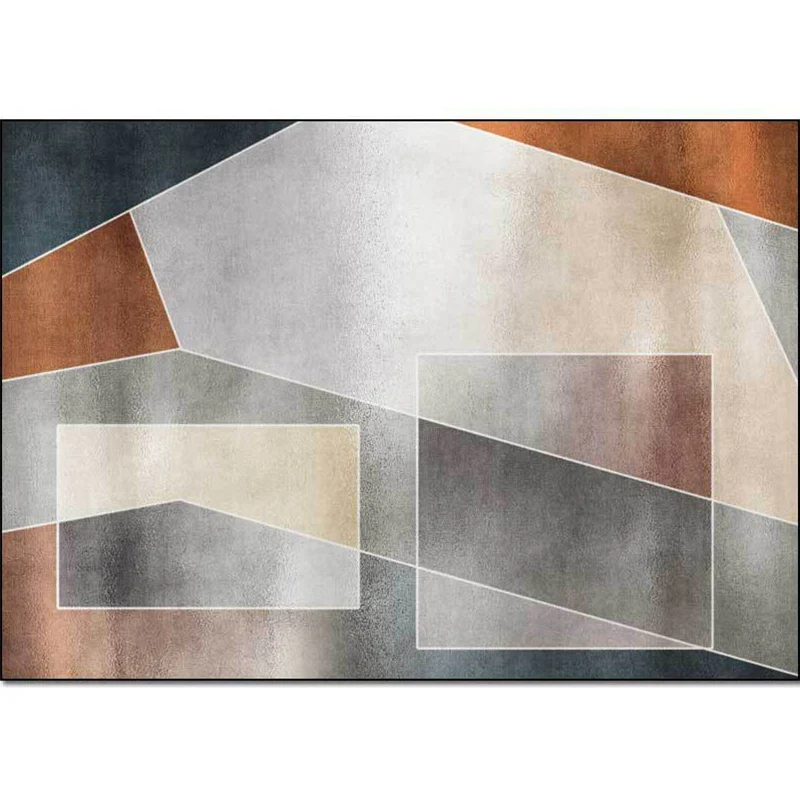 Uniek Colorblock-tapijt Grijs en bruin Puur tapijt Polyester wasbaar antislip-ruggedeelte voor de woonkamer