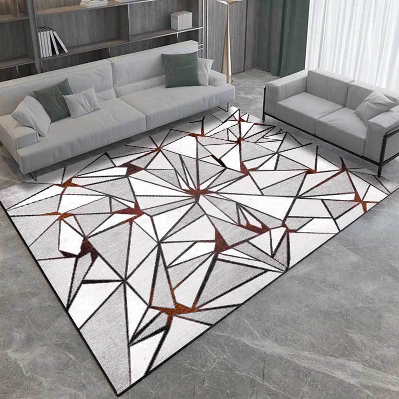 Uniek tapijt met geometrische print, grijs, puur tapijt, polyester, wasbaar, antislip rug, tapijt voor de woonkamer