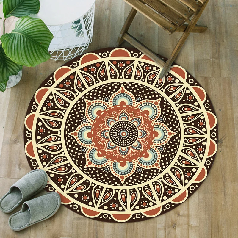 Unique Floral Pattern Rug Mosgroen and Red Mediterranean Rug Flannel Non-Slip Backing Washable Carpet Living Room Red
