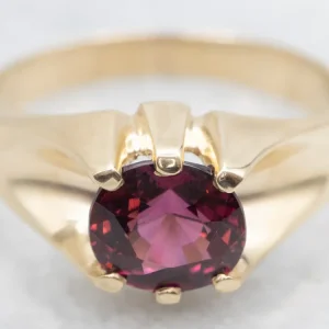Unisex Rhodolite Garnet Solitaire Ring