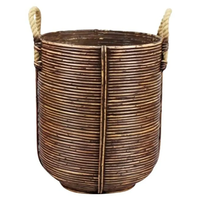 Van der Leeden Plantenmand Stripe Rotan - Brons, 2 st.