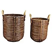 Van der Leeden Plantenmand Stripe Rotan - Brons, 2 st.