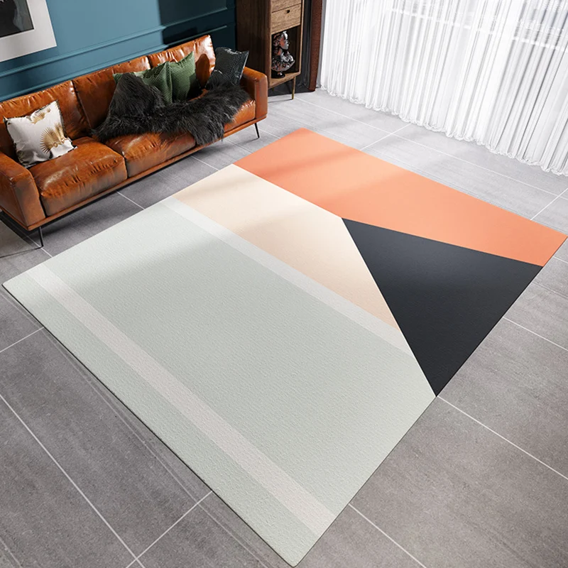 Veelkleurig eenvoud tapijt flanel colorblock tapijt diervriendelijk wasbaar antislip rugtapijt voor de woonkamer