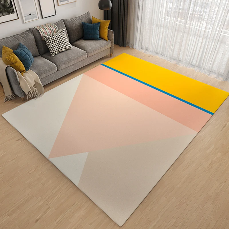 Veelkleurig eenvoud tapijt flanel colorblock tapijt diervriendelijk wasbaar antislip rugtapijt voor de woonkamer