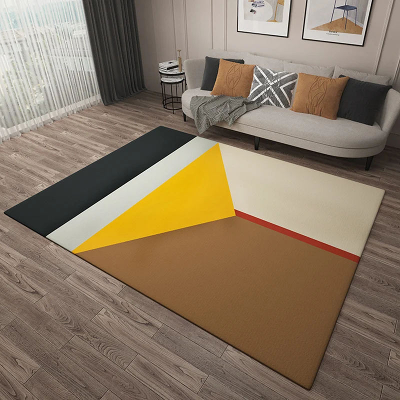 Veelkleurig eenvoud tapijt flanel colorblock tapijt diervriendelijk wasbaar antislip rugtapijt voor de woonkamer