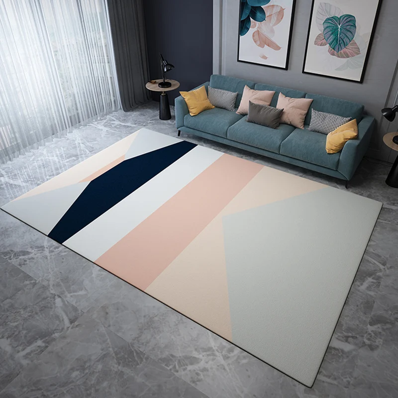 Veelkleurig eenvoud tapijt flanel colorblock tapijt diervriendelijk wasbaar antislip rugtapijt voor de woonkamer