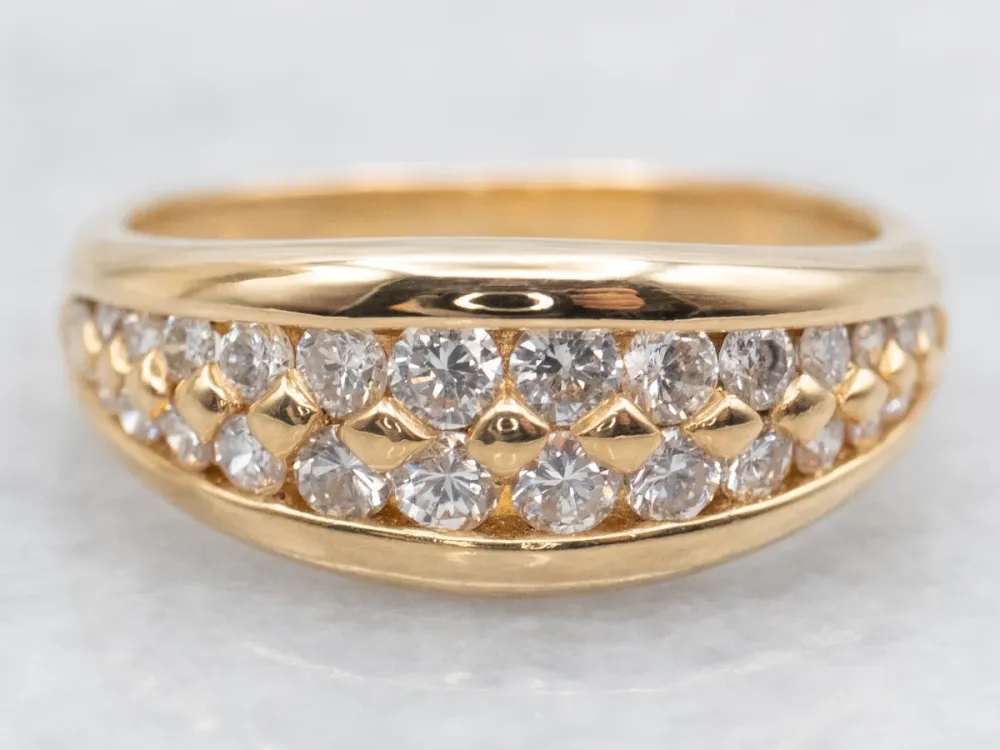 Verguld Double Row Diamond Band