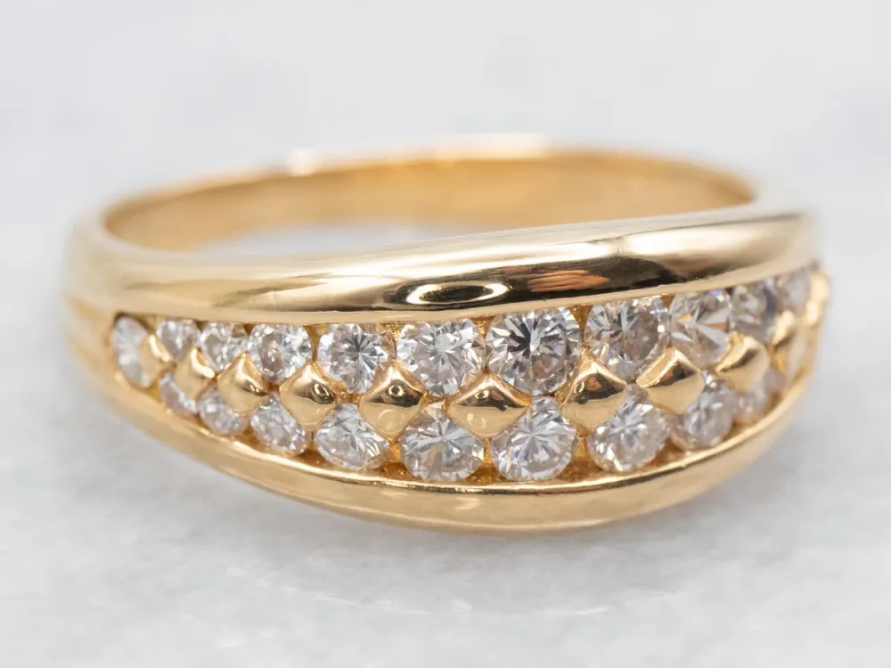 Verguld Double Row Diamond Band