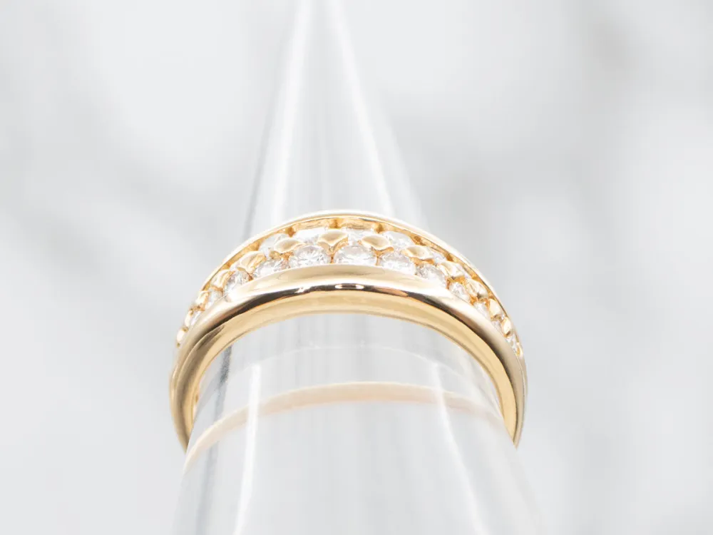 Verguld Double Row Diamond Band