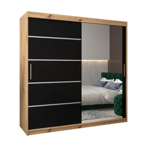VERONA 2 KLEDINGKAST MET SCHUIFDEUREN 200/200/62 2 deuren (artisan/zwart)