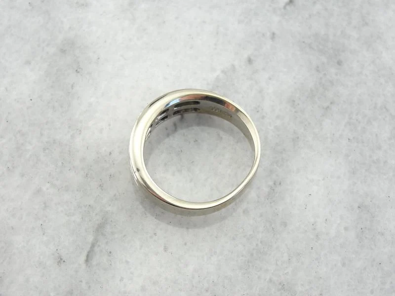Vintage Double Row Square Cut Diamond Wedding Band