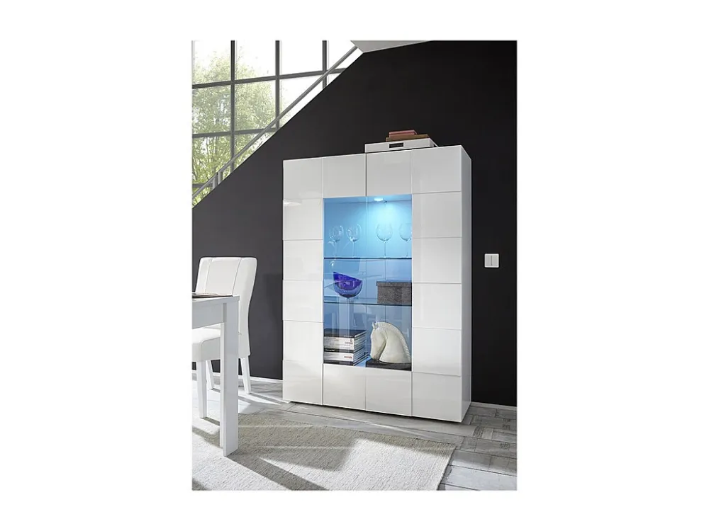 Vitrinekast CALISTO - Met leds - 2 deuren van glas - Wit