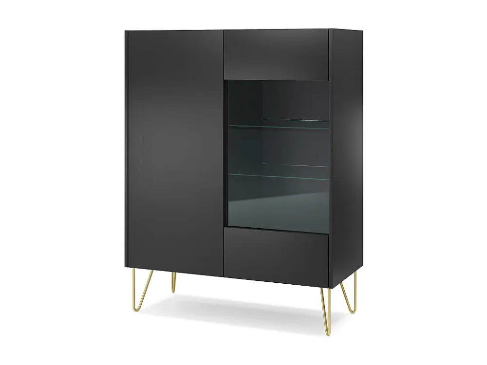 Vitrinekast HARMONY SC97 2D 97x37x122 Zwart