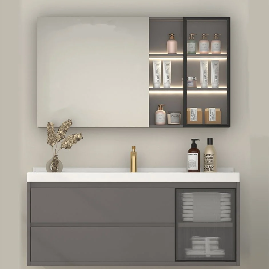 Wall Mount Gray Sink Vanity Modern Ceramic Één Rectangular Vanity Https