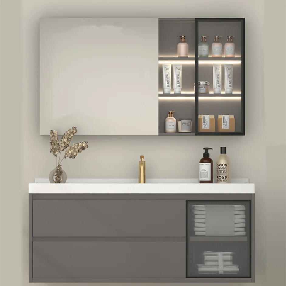 Wall Mount Gray Sink Vanity Modern Ceramic Één Rectangular Vanity Https