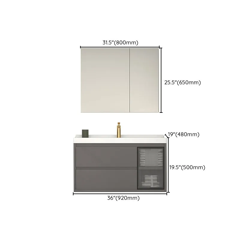 Wall Mount Gray Sink Vanity Modern Ceramic Één Rectangular Vanity Https