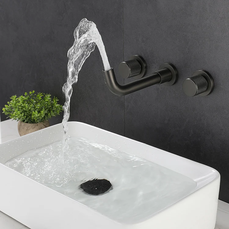 Wall Mounted Faucet Glam Style Two-Handle Faucet Bathroom