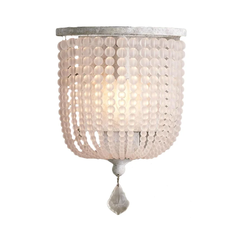 White/Grey 1 Light Wall Mount Light Minimalism Crystal Half-Basket Sconce Light Fixture White
