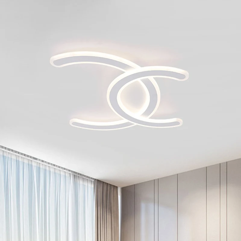Witte dubbele C-vormige plafondmontagelamp, eenvoudige stijl acryl LED-plafondlamp warm/wit helder