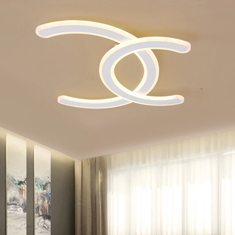 Witte dubbele C-vormige plafondmontagelamp, eenvoudige stijl acryl LED-plafondlamp warm/wit zacht