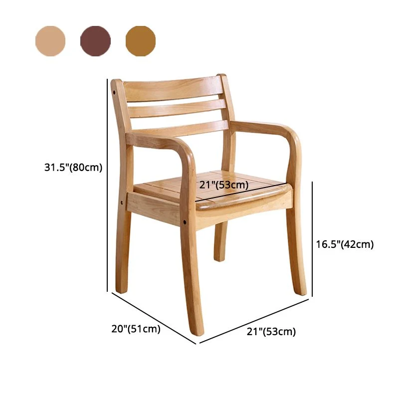 Wood Ladder Back Dining Armchair Traditional Rubberwood Arm Enkel Chair Wood