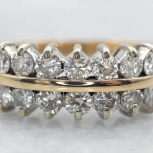 Yellow Gold Double Row Diamond Wedding Band