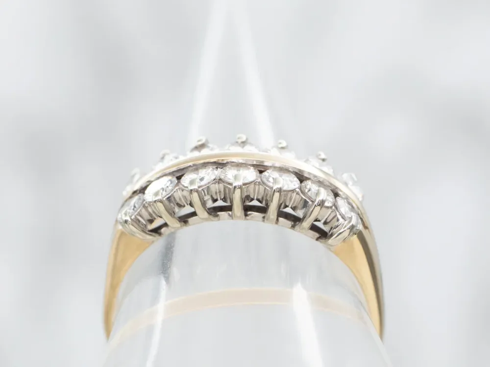 Zonnegeel Gold Double Row Diamond Wedding Band