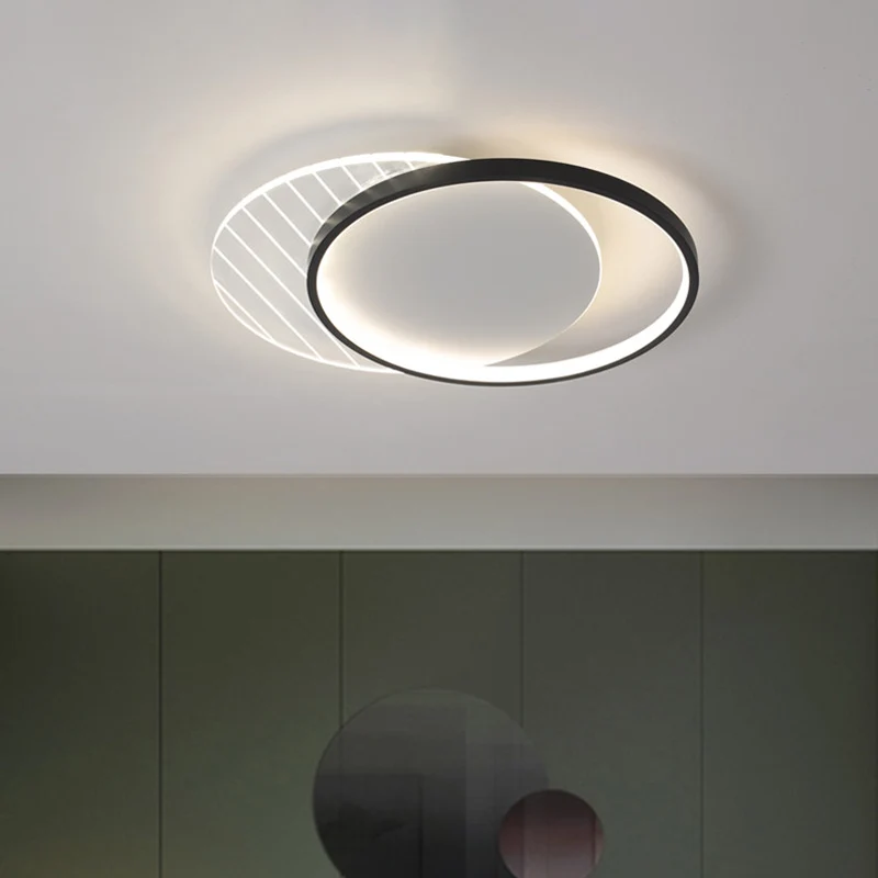 Zwart dubbel vierkant/rond inbouw moderne LED acryl dicht bij plafondlamp warm/wit/3 kleuren zwak