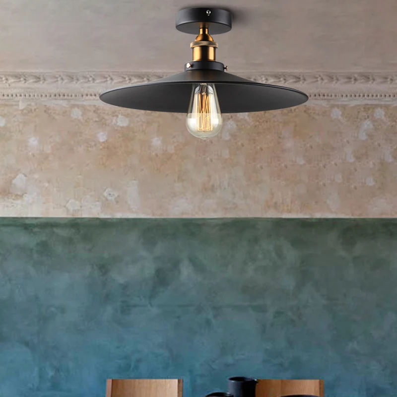 Zwart gearceerde halfverzonken plafondlamp Nostalgisch metalen 1-lichts keukeninbouwlamp