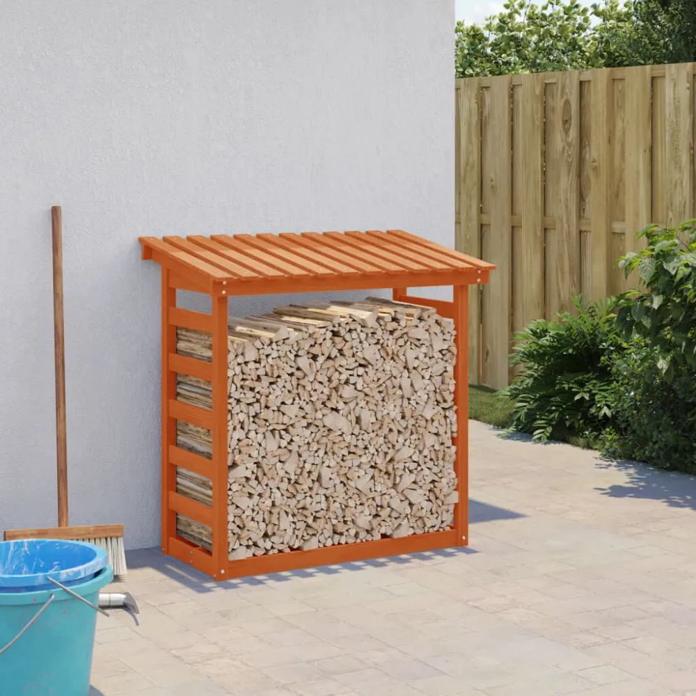 Haardhoutrek 108x64,5x110 cm massief grenenhout wasbruin