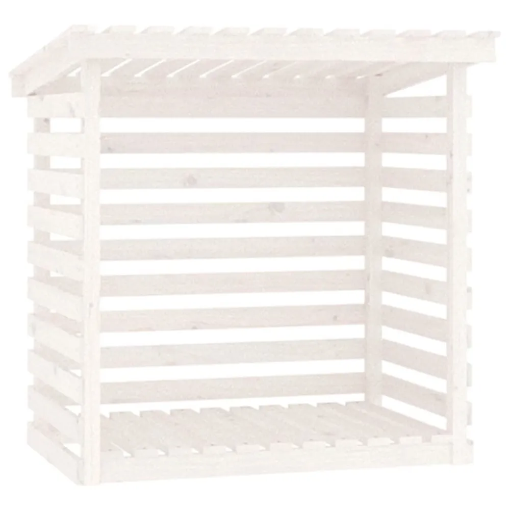 Haardhoutrek 108x73x108 cm massief grenenhout wit