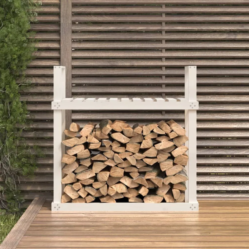 Haardhoutrek 110x35x108,5 cm massief grenenhout wit