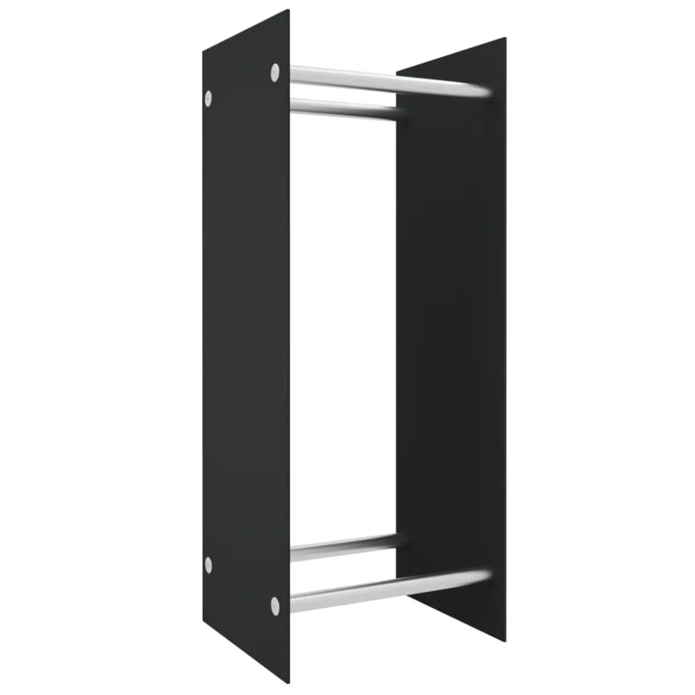 Haardhoutrek 40x35x100 cm gehard glas zwart