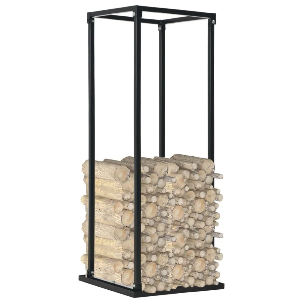 Haardhoutrek met basis 37x37x113 cm staal zwart