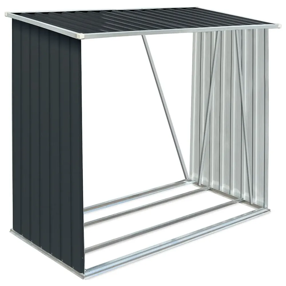 Haardhoutschuur 163x83x154 cm gegalvaniseerd staal antraciet